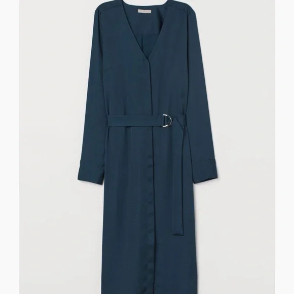 H&M | Dresses | Hm Teal Shirt Dress Midi | Poshmark